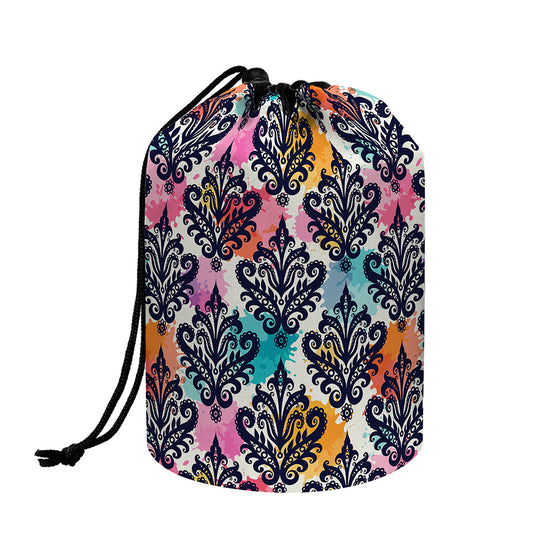 Colorful Damask Pattern Print Drawstring Makeup Bag