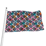 Colorful Damask Pattern Print Flag