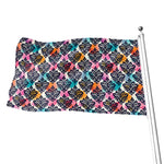 Colorful Damask Pattern Print Flag