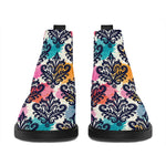 Colorful Damask Pattern Print Flat Ankle Boots