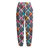 Colorful Damask Pattern Print Fleece Lined Knit Pants