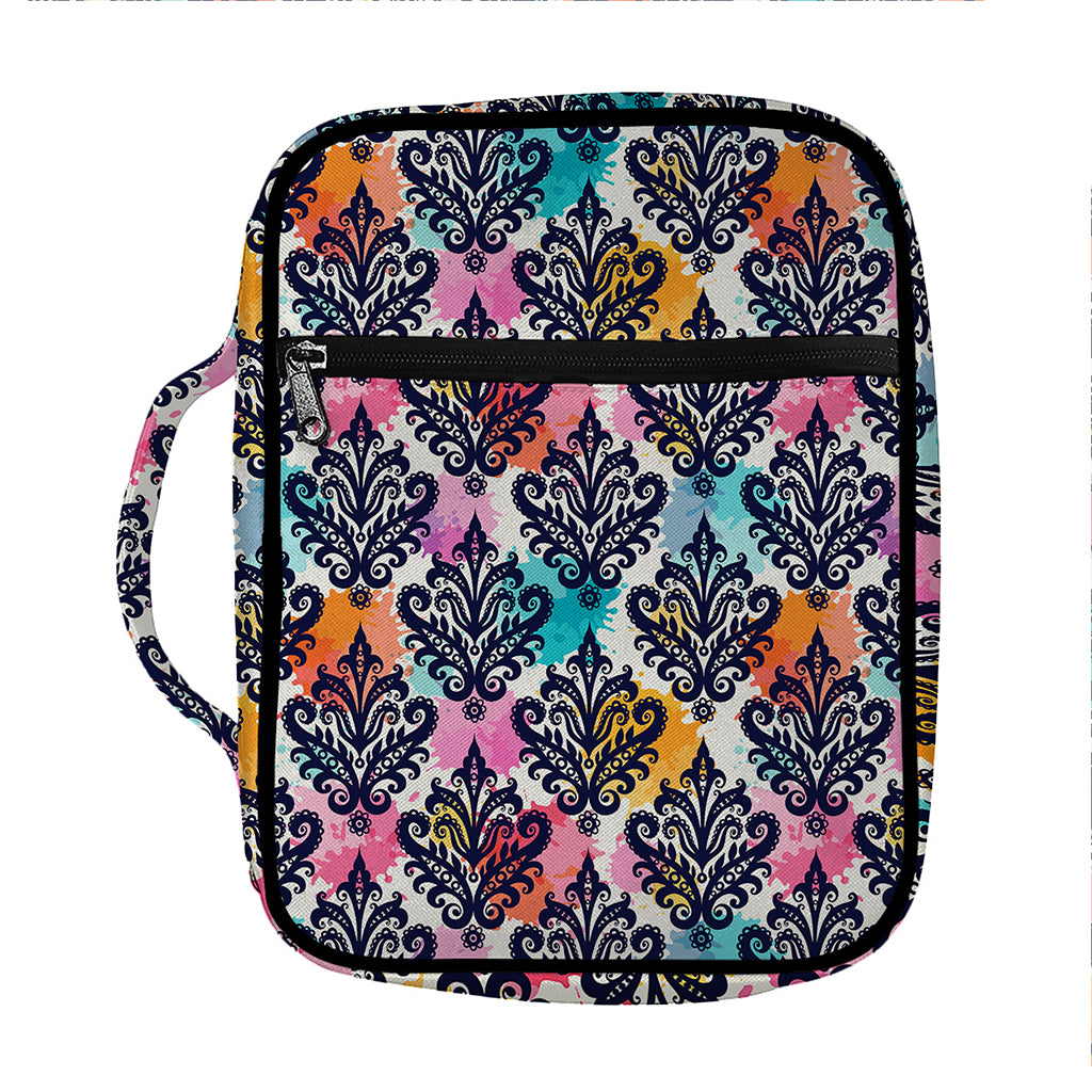 Colorful Damask Pattern Print Front Pocket Bible Bag