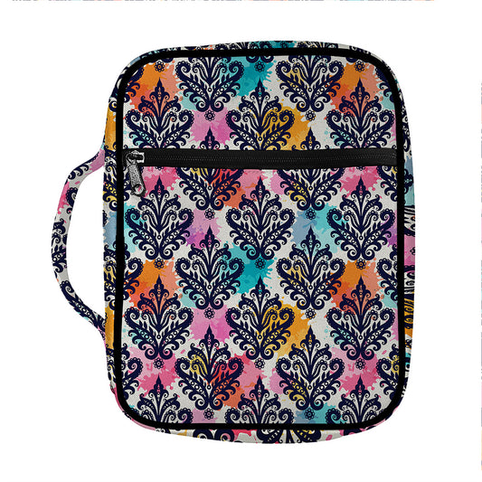 Colorful Damask Pattern Print Front Pocket Bible Bag