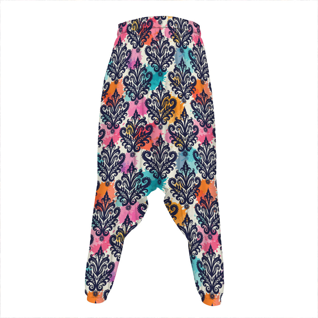 Colorful Damask Pattern Print Hammer Pants