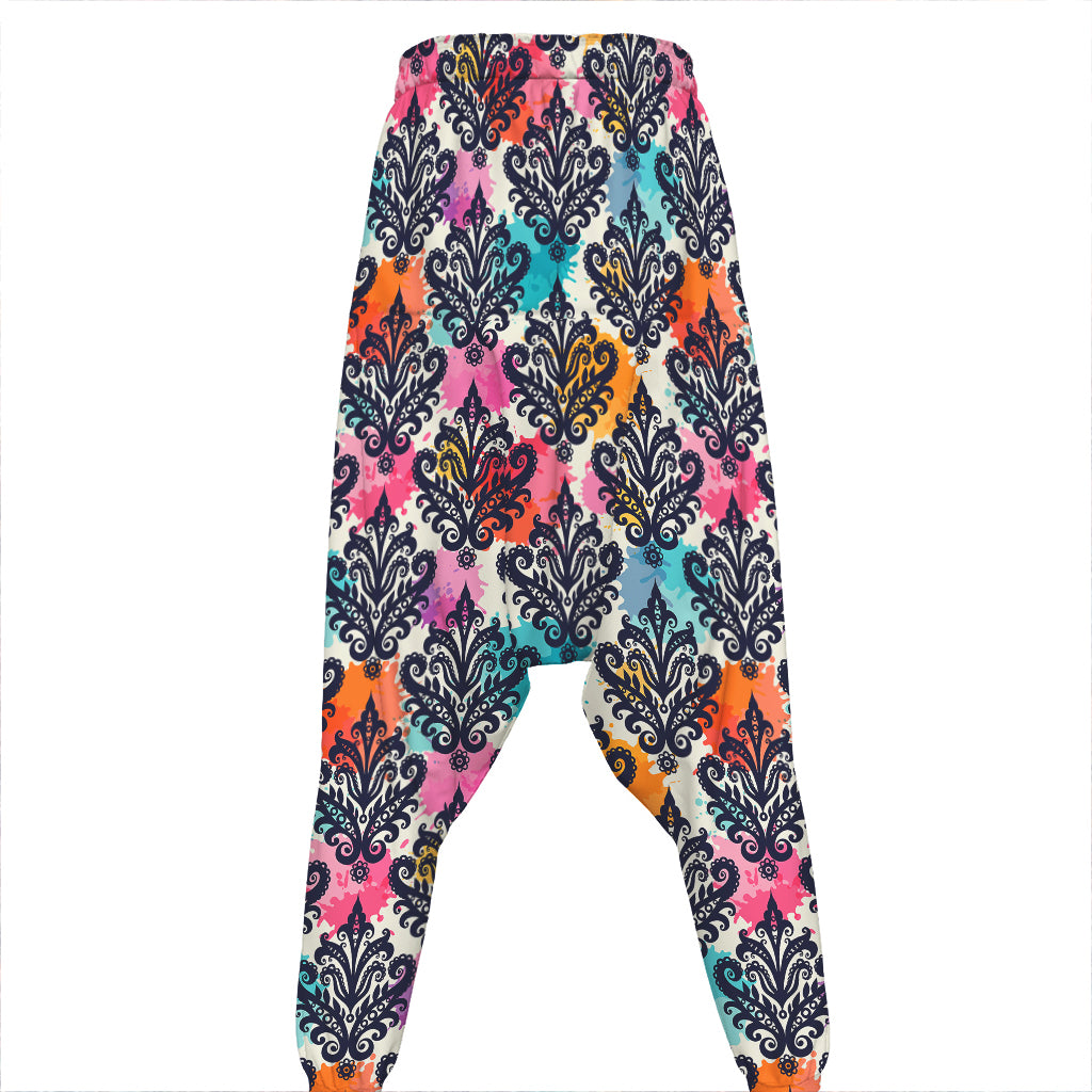 Colorful Damask Pattern Print Hammer Pants
