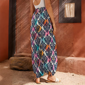 Colorful Damask Pattern Print Harem Pants