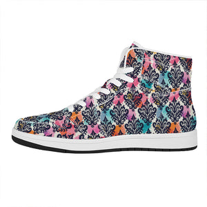 Colorful Damask Pattern Print High Top Leather Sneakers