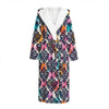 Colorful Damask Pattern Print Hooded Bathrobe