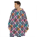 Colorful Damask Pattern Print Hoodie Blanket