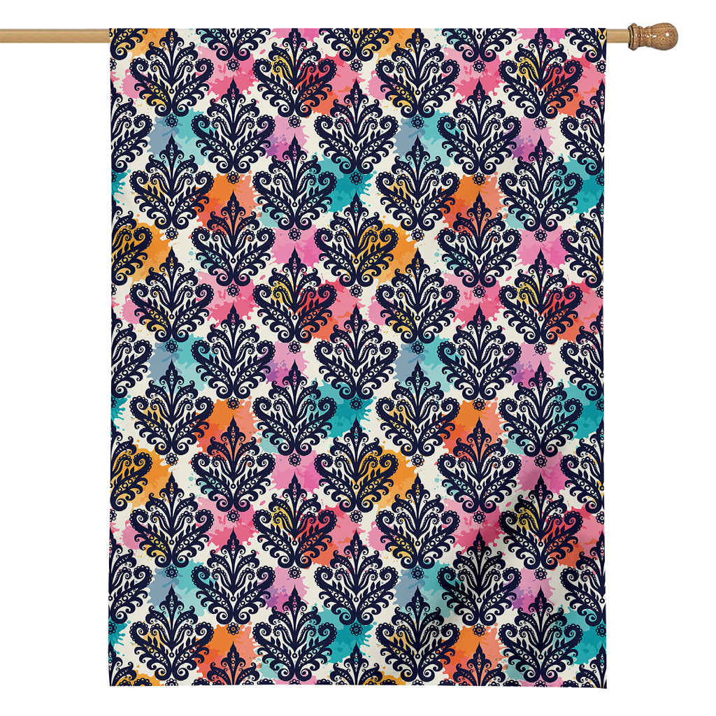 Colorful Damask Pattern Print House Flag