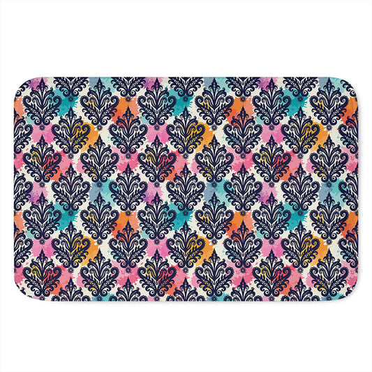 Colorful Damask Pattern Print Indoor Door Mat