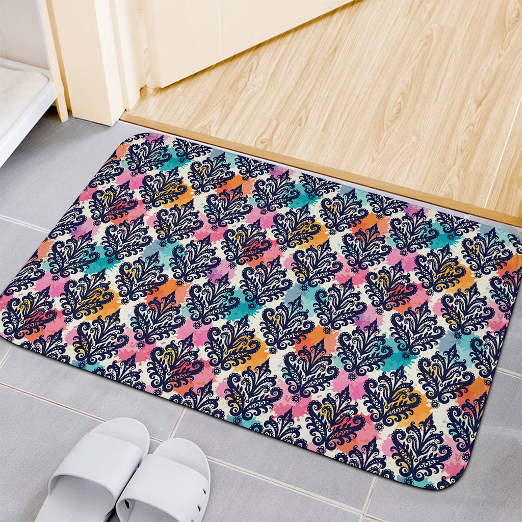 Colorful Damask Pattern Print Indoor Door Mat