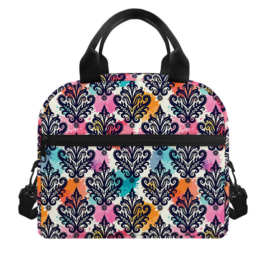 Colorful Damask Pattern Print Insulated Lunch Bag
