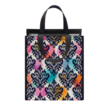 Colorful Damask Pattern Print Insulated Lunch Tote