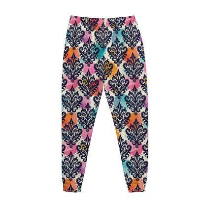 Colorful Damask Pattern Print Jogger Pants