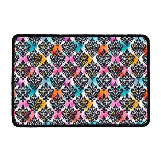 Colorful Damask Pattern Print Kitchen Mat
