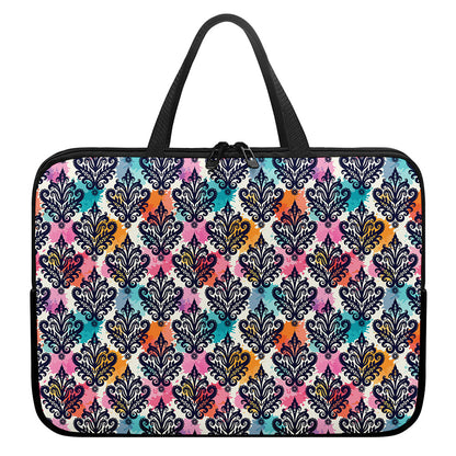 Colorful Damask Pattern Print Laptop Sleeve With Handle