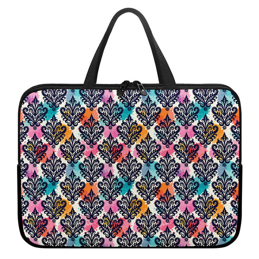 Colorful Damask Pattern Print Laptop Sleeve With Handle
