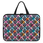 Colorful Damask Pattern Print Laptop Sleeve With Handle