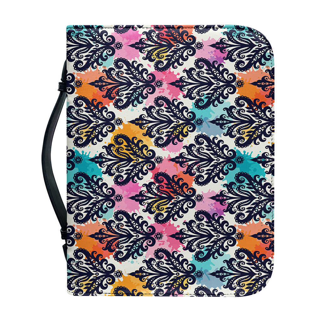 Colorful Damask Pattern Print Leather Bible Cover