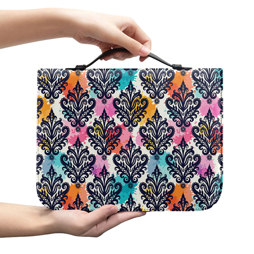 Colorful Damask Pattern Print Leather Bible Cover