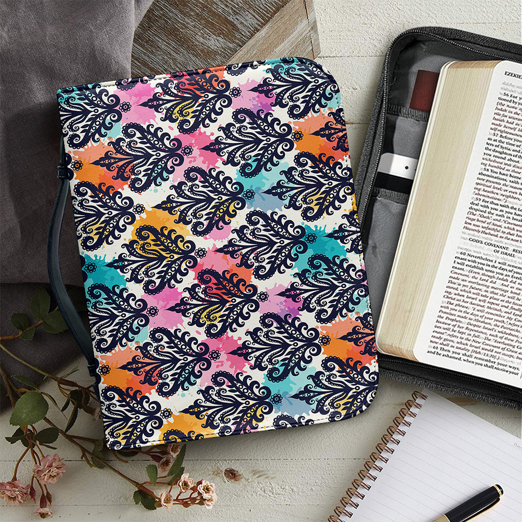 Colorful Damask Pattern Print Leather Bible Cover