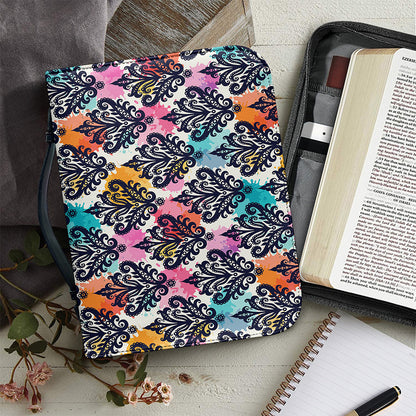 Colorful Damask Pattern Print Leather Bible Cover