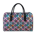 Colorful Damask Pattern Print Leather Duffel Bag
