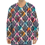 Colorful Damask Pattern Print Long Sleeve Baseball Jersey