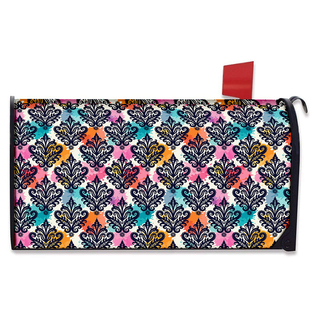 Colorful Damask Pattern Print Mailbox Cover