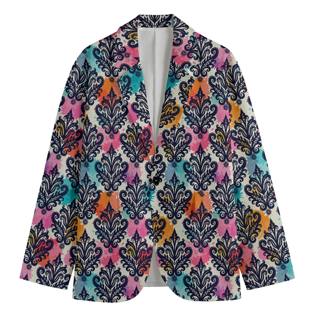 Colorful Damask Pattern Print Men's Blazer