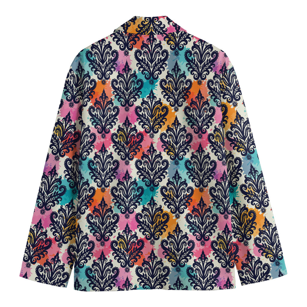 Colorful Damask Pattern Print Men's Blazer