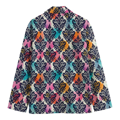 Colorful Damask Pattern Print Men's Blazer