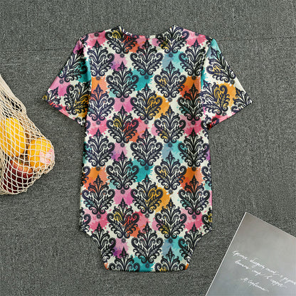 Colorful Damask Pattern Print Men's Bodysuit