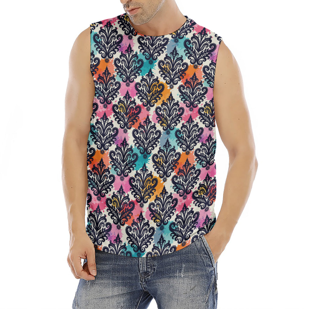 Colorful Damask Pattern Print Men's Fitness Tank Top