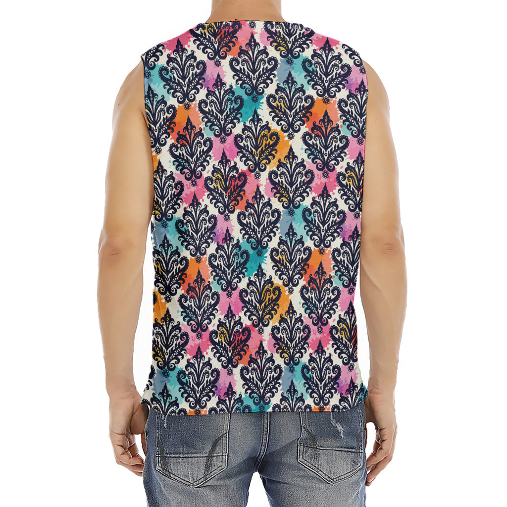 Colorful Damask Pattern Print Men's Fitness Tank Top
