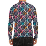 Colorful Damask Pattern Print Men's Long Sleeve Rash Guard