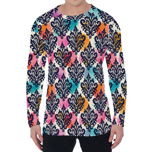 Colorful Damask Pattern Print Men's Long Sleeve T-Shirt