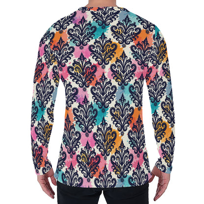 Colorful Damask Pattern Print Men's Long Sleeve T-Shirt