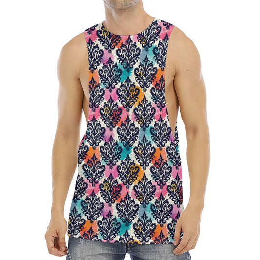 Colorful Damask Pattern Print Men's Muscle Tank Top