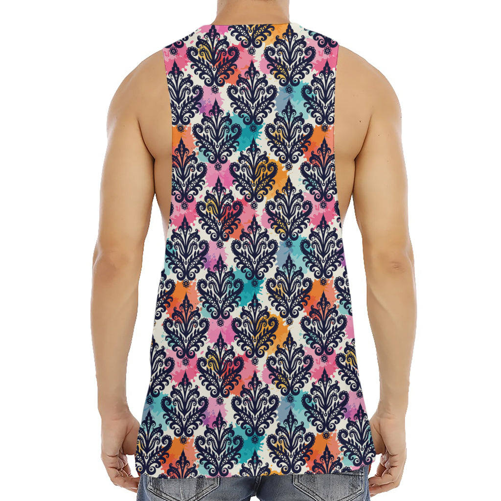 Colorful Damask Pattern Print Men's Muscle Tank Top