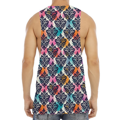 Colorful Damask Pattern Print Men's Muscle Tank Top