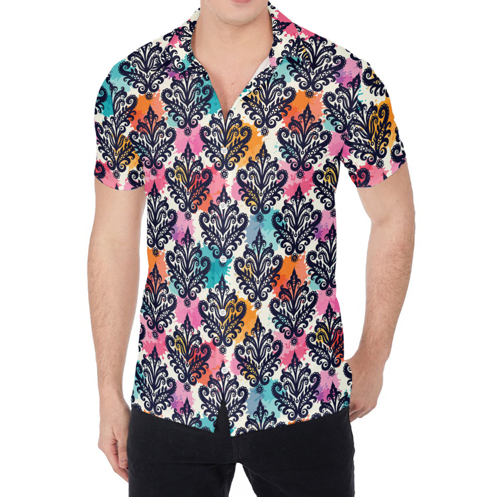 Colorful Damask Pattern Print Men's Shirt