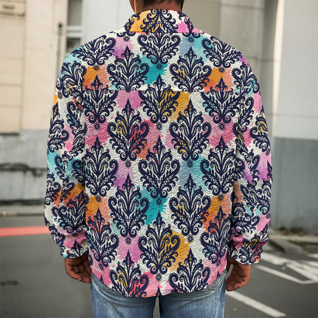 Colorful Damask Pattern Print Men's Shirt Jacket