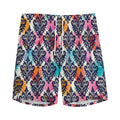 Colorful Damask Pattern Print Men's Athletic Shorts