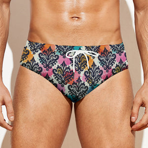 Colorful Damask Pattern Print Men's Swim Briefs