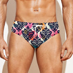Colorful Damask Pattern Print Men's Swim Briefs