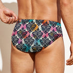 Colorful Damask Pattern Print Men's Swim Briefs