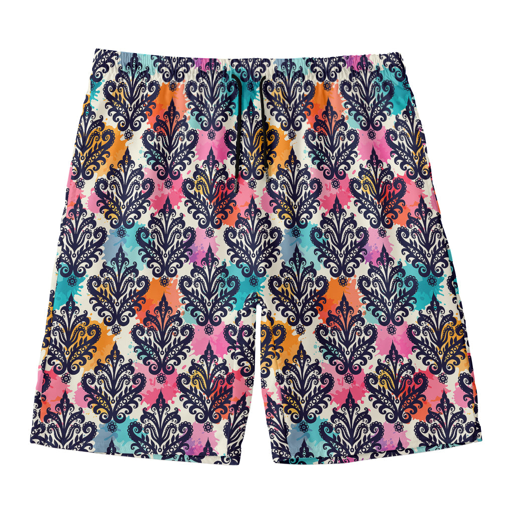 Colorful Damask Pattern Print Men's Swim Trunks