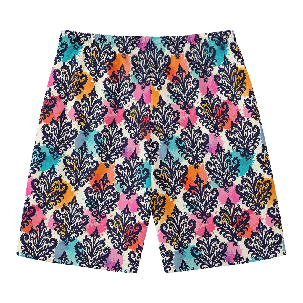 Colorful Damask Pattern Print Men's Swim Trunks